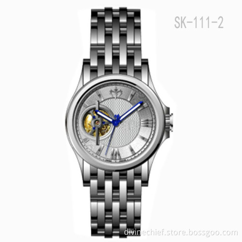 Fashion Men Wrist Watch 316L All Stainless Steel Automatic Skeleton Movement Watch